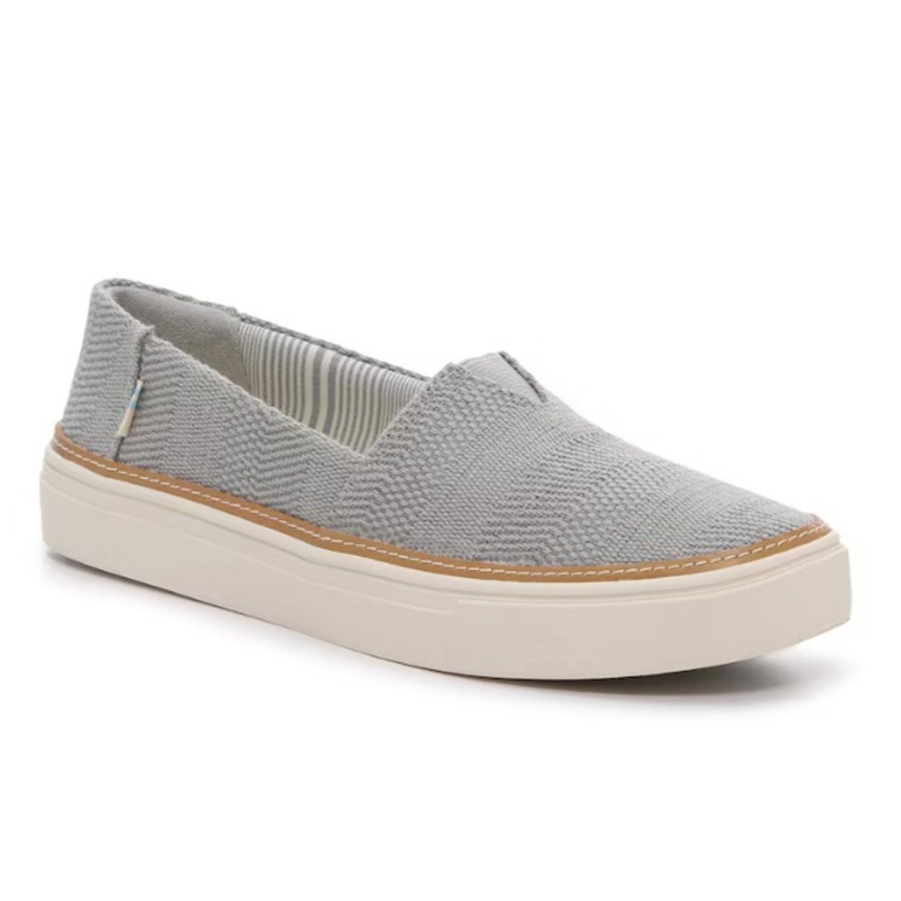 Toms Light Gray Knit Slip-On Sneakers with Cream Sole